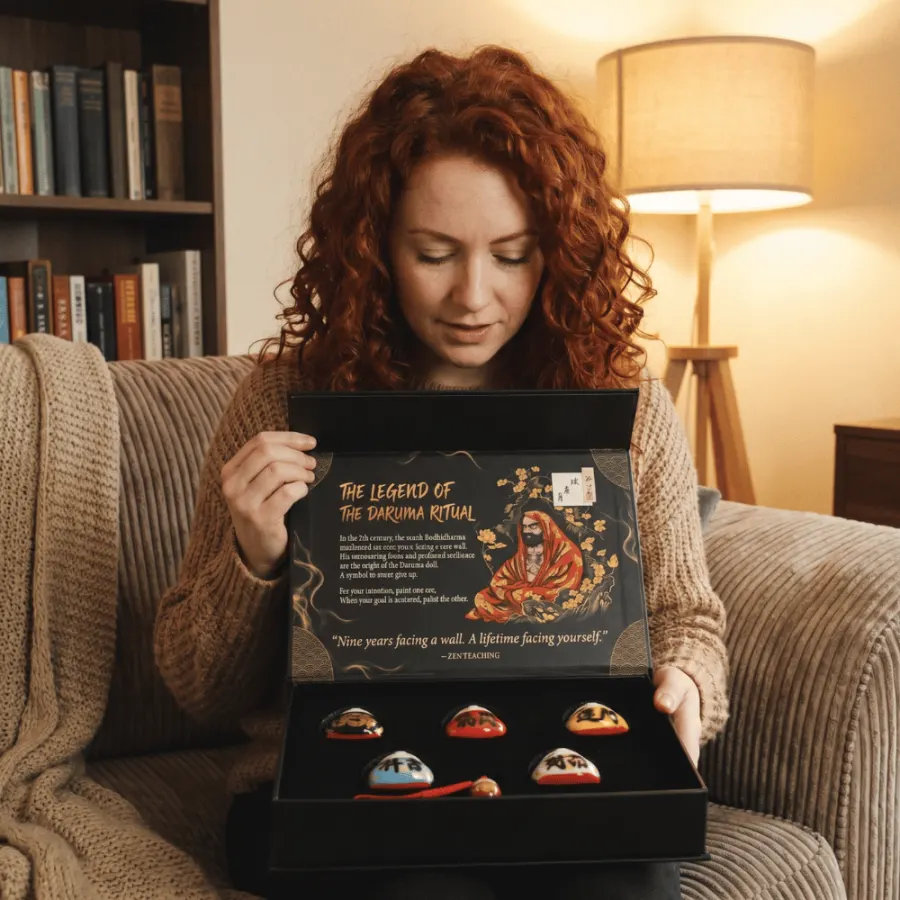 Garama Ritual Daruma Ritual — Premium Set | Hand-Painted in Japan